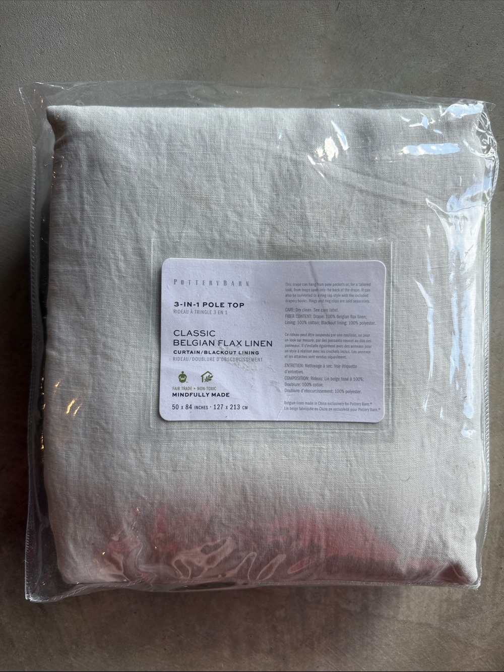 Pottery Barn Belgian Flax Linen Curtain Panel - Ivory